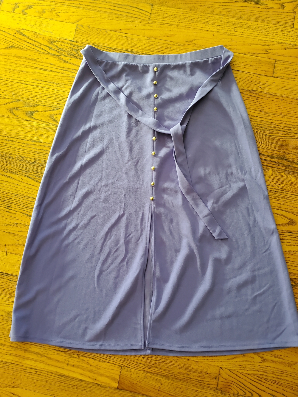 Lavender Pearl-Button Maxi Skirt with Waist Tie